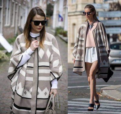 NUEVO ABRIGO CHAQUETA PONCHO CAPA BOHO ÉTNICA AZTECA VISÓN ZARA TALLA ÚNICA RARO Foto 1 de 4