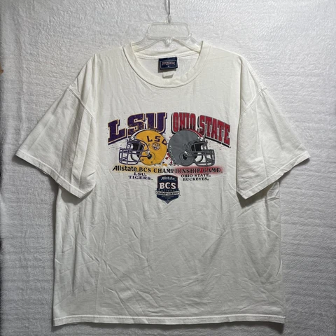 Vtg JanSport Shirt BCS Bowl LSU Vs Ohio State Football Short Sleeve Crew Neck Cover