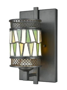 TW17019-P92-TW17021-P32 -Dale Tiffany 7X7X13 Rainy Slate Tiffany Wall Sconce - Picture 1 of 2
