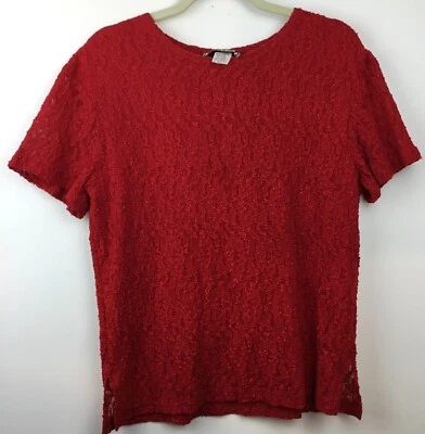 R.S.V.P de Ace Dallas, Tx. Top XL de manga corta rojo con aberturas laterales forradas para mujer Foto 1 de 4