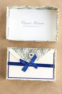 NEW Peacock Design Boxed Note Set 10 Cards & Envelopes Italian Fine Stationery - Picture 1 of 3