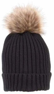 Karen Keith Beanie Slouchy Warm Winter Knit Hat Removeable Pom-Pom POM2 LTC Hats - Picture 1 of 8