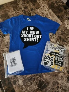 The SHOUT OUT!Customizable Kids Shirt Sz 10 Blue VELCRO® Letters/Numbers/Symbols - Picture 1 of 12