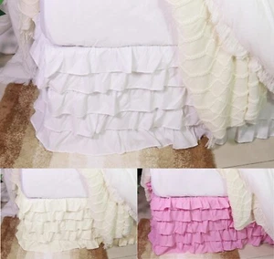 Pleated Ruffle Bed Skirt - Solid Color - Dust Ruffle All Sizes - 3 Colors - NEW - Picture 1 of 6
