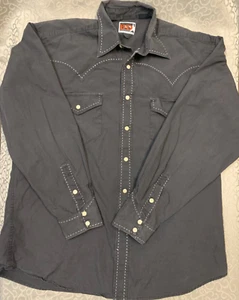 Camicia Brooks & Dunn Collection nera manica lunga Pearl Snap nera con bordo bianco - Foto 1 di 10