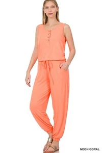 Zenana Sleeveless Jogger Jumpsuit - Picture 1 of 15
