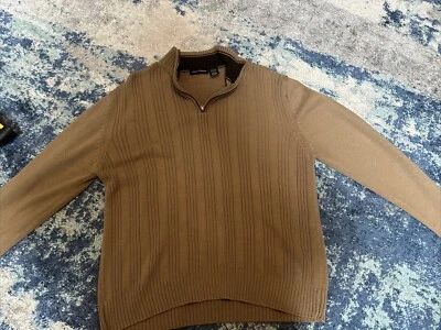 Michael Brandon Zip Top Mock Neck Sweater Light Brown/Tan lo - Image 1 of 3