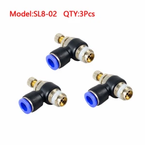 3Pcs 1/4" Thread 8mm pneumatic Elbow Regulator Throttle Push Air Fitting SL8-02 - Picture 1 of 4