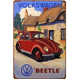Volkswagen Beetle Vintage Metal Signs Retro Poster Tin Sign Advertisements 12x8 