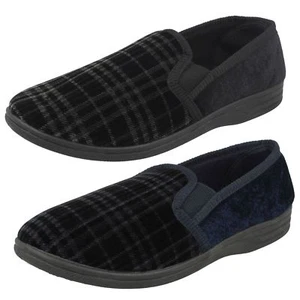 Mens Spot On 'Checked Slippers' - Picture 1 of 19