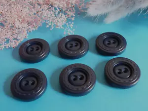 414B Chequerboard Buttons " Dotty " Navy Blue Lot Of 6 Buttons Ép. Vintage - Picture 1 of 4