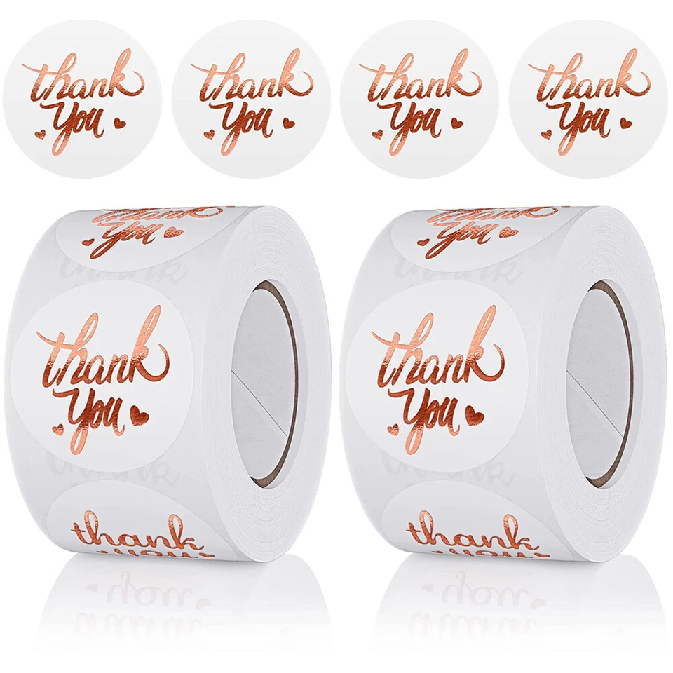 1000Pcs 1.5" Thank You Stickers Labels with Gold Foil Design for Small Business - Image 1 of 4