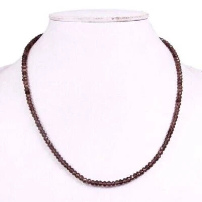 925 Sterling Silver Natural Smoky Quartz Beads Necklace 18"  b-67 - Imagem 1 de 3