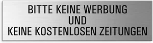 Schild Bitte Keine Werbung Keine kostenlosen Zeitungen für Briefkasten 150x40 mm - Bild 1 von 1