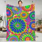 Warm Blankets Camping Colorful Flower Power Throw Blanket Bright Hippy Style Fla