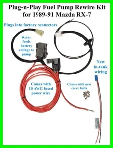 fits Mazda RX-7 89-91 Plug-n-Play Fuel Pump Rewire Kit Harness Relay Wiring RX7 - Picture 1 of 2