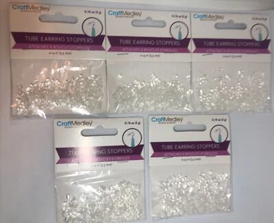 Tapones para pendientes de tubo de goma Craft Medley 0,14 pulgadas paquete de 3,5 mm transparente 0,18 oz (5 g) Foto 1 de 4