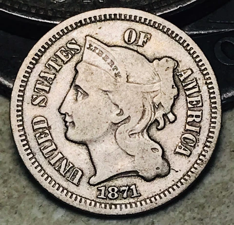 1871 Three Cent Nickel Piece 3C Ungraded Choice Early US Type Coin CC18191 Cover