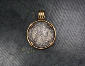 1666 1 Luigino County of Tassarolo (Italian States) Silver Coin 14k Pendant - Picture 1 of 7
