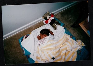 Vintage Photograph Adorable African American Baby Sound Asleep - Picture 1 of 2