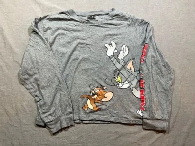 Tom Jerry Shirt Boys 3XL Grey Long Sleeve Pullover Tee Unisex Kids Youth - Image 1 of 4