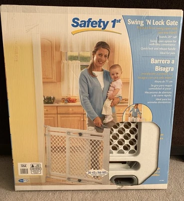 Seguridad para bebés/mascotas primera puerta oscilante 'N bloqueo ajuste a presión 26-42 pulgadas 28"" de alto NUEVO Foto 1 de 4