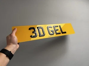 3D GEL NUMBER PLATE SET | ROAD LEGAL OR SHOW | FRONT & REAR GLOSS BLACK GEL - Picture 1 of 5