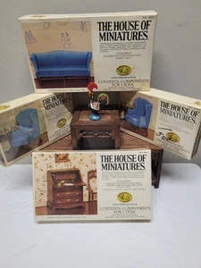 The House of Miniatures Chippendale 2 chairs 1 sofa 1 desk  - Picture 1 of 9