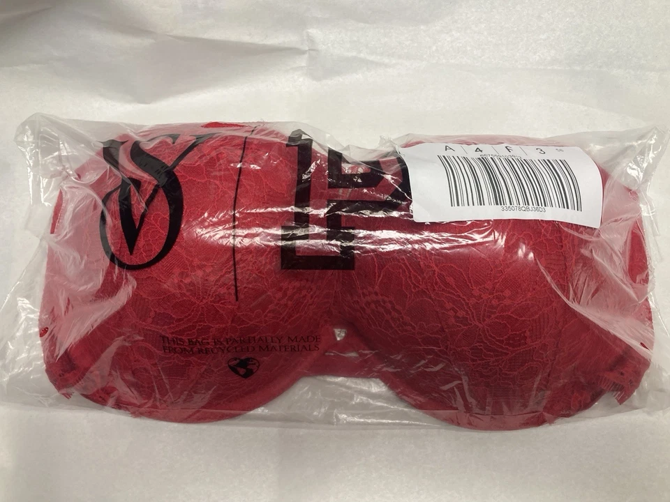 Victoria's Secret Red Embroidered Push Up Cherry Shine Strap Bra Size 36 DDD - Image 1 of 4