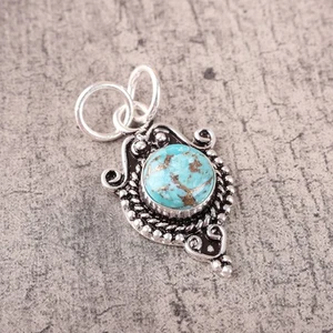 Anniversary Gift For Her Natural Blue Copper Gemstone Pendant 925 Sterling - Picture 1 of 4