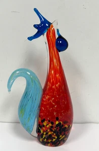VTG  Murano Art Glass Rooster Figurine Sculpture Hand Blown Glass Chicken 9.5” - Picture 1 of 8