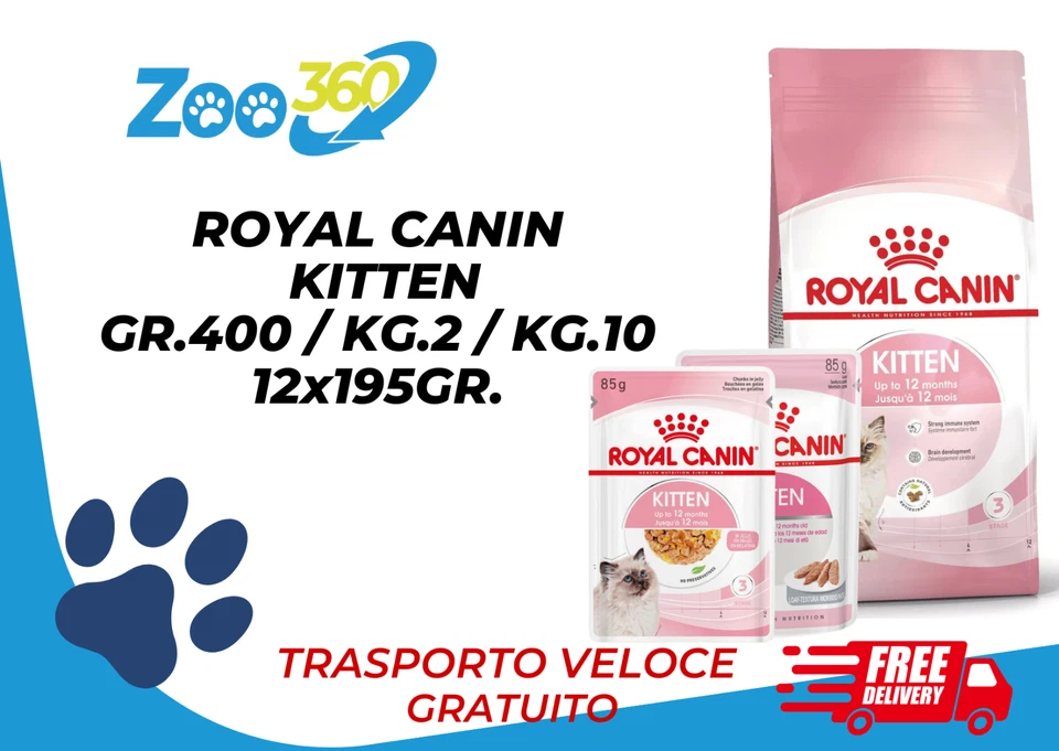 ROYAL CANIN KITTEN GR.400/KG.2/KG.10/12X85GR.+TRASPORTO GRATIS - Immagine 1 di 1