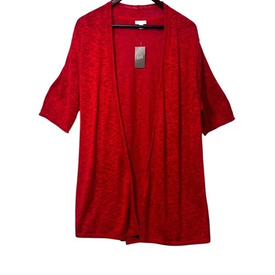 Cardigã feminino J Jill XLT frente aberta vermelho cereja malha leve camada costeira - Imagem 1 de 4