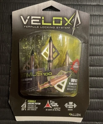 Velox Optimus Broadheads de Allen 100 grano corte 1 1/16 Foto 1 de 3