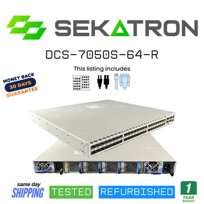 🔀 DCS-7050S-64-R 48x 10GbE SFP+ 4x 40GbE QSFP+ Dual PSU • Back-to-Front Airflow - Image 1 of 2