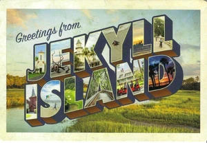 Jekyll Island mural postcard Continental Size - Picture 1 of 2