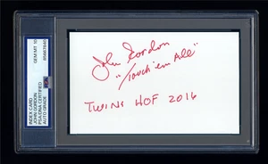 JOHN GORDON SIGNED INDEX CARD PSA/DNA HANDSIGNIERT TWINS BROADCASTER GEM MINT 10 - Bild 1 von 1