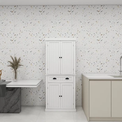 Armario de almacenamiento despensa de cocina 71", con 4 puertas, cajón, 2 estantes ajustables, gratis Foto 1 de 4