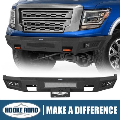 Texture Steel Front Bumper w/Parking Sensors Hole Fit 2017-2024 Nissan Titan - Image 1 of 4