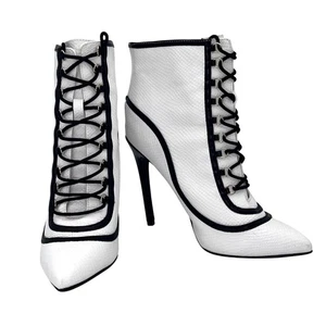 ShoeDazzle Botines Peligrosos Mujer Talla 9 Blanco Multi Espalda Cremallera y Cordones Nuevos - Imagen 1 de 16