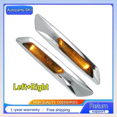 Fit For BMW 528i 535i 550i F10 Side Marker Turn Signal Amber Light Silver Tone - Imagem 1 de 4