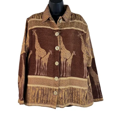Chaqueta de Algodón Estampado Animal Jirafa Safari Tapiz Cielo Mar Tierra De Colección Talla XL Foto 1 de 4