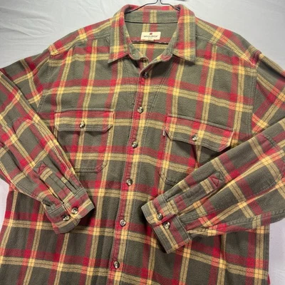 Camisa Woolrich Para Hombres 2XL Franela a Cuadros Pesada Algodón Abotonada Trabajo Granero Gorpcore Foto 1 de 4