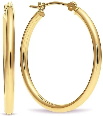 Classic 14k Gold Hoop Earrings, 1" Diameter - Image 1 of 4