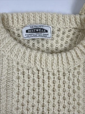 Suéter de pescador tejido a mano de colección O’Connell 100 % lana talla M/L Irlanda Foto 1 de 4