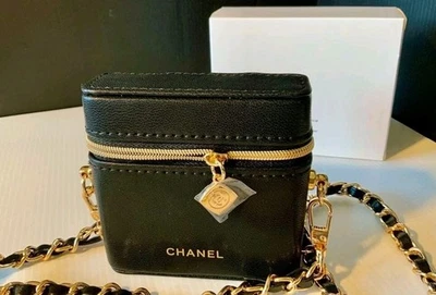 Chanel Lip Case with Mirror 9×8.5×2.5cm(hold 4 lips) w/Box (w/Black chain:110cm) - Image 1 of 2