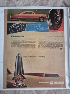 1967 Plymouth Belvedere GTX w/ 440 mid-sized mag ad -"Cubic inches..." (JA970 - Picture 1 of 1