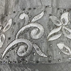 R&M Richards Dress Wedding Ruffles & Shrug Jacket Set Size 16 Silver Beaded - Picture 1 of 16