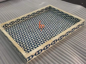 Handmade Bone Inlay Tray Decorative Serving Tray Beautifully Crafted Tray - Picture 1 of 12
