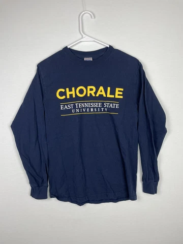 ETSU Buccaneers Tee Long Sleeve Crewneck T-Shirt mens small Blue Logo Cover